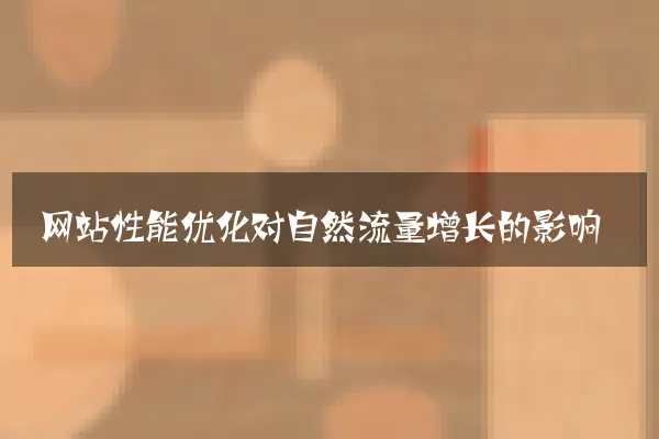网站性能优化对自然流量增长的影响